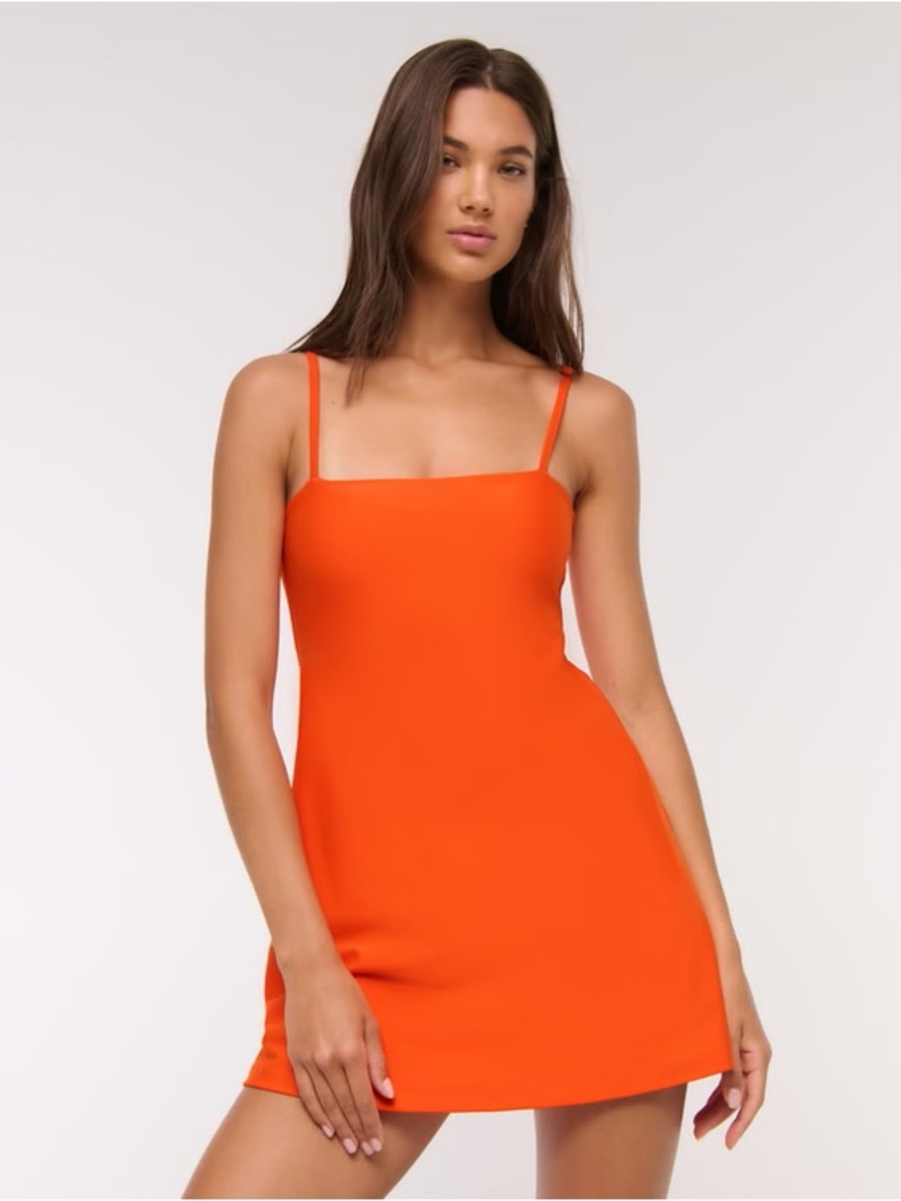 Abercrombie and Fitch YPB sculptLUX Bandeau Mini Dress in Bright Orange